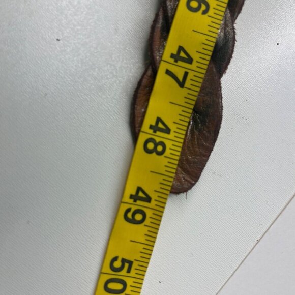 Leather Belt Metallic sheen Brass Buckle Vintage Braided 47\